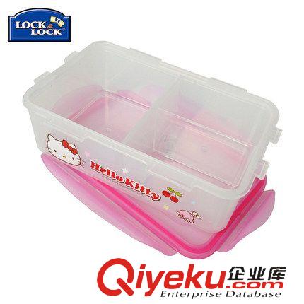 新品上架 乐扣乐扣Hello Kitty塑料密封储物盒1L分隔型保鲜盒HPL817C便当盒