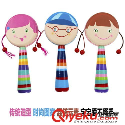 按功能分類 MELON正版早教羊皮木質撥浪鼓玩具 響鈴益智早教玩具木質搖鈴批發原始圖片2
