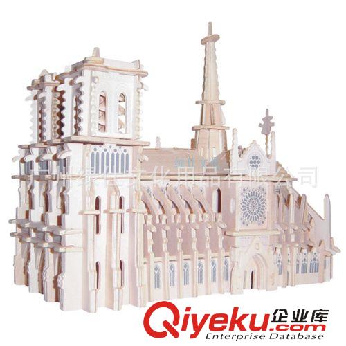 外國名勝古跡建筑 【暢銷爆款】巴黎圣母院 3D立體拼圖 木制仿真模型玩具原始圖片2