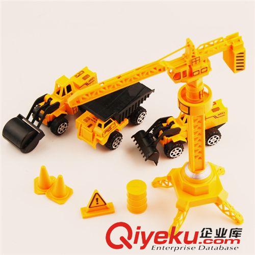 交通工具/工程車 【人氣爆款】帶3輛回力工程車 兒童玩具工程吊塔 兒童過(guò)家家玩具原始圖片3