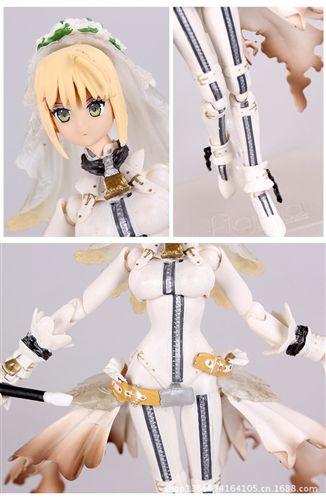 玩偶 figma Fate尼祿婚紗白塞巴saber限定版可動手辦模型玩偶盒裝現(xiàn)貨原始圖片2