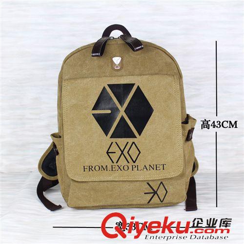 時(shí)尚休閑男包 韓國(guó)EXO雙肩包EXO周邊 鹿晗 帆布雙肩包 日韓雙肩包外貿(mào)電腦包原始圖片2