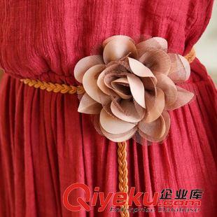 無袖連衣裙 2015新款夏裝女韓版修身小清新棉麻無袖背心連衣裙送花朵腰帶原始圖片3