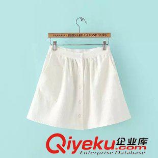 5.15 SX 15款 夏季韓版森女 全棉紐扣純色寬松半身裙短裙 女裝原始圖片3