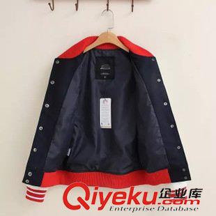 女式外套 韓國(guó)街頭原宿 男女ml*b新款毛呢棒球服 刺繡A字母PU皮長(zhǎng)袖外套