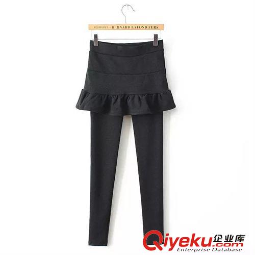 打底褲 14冬款 韓版拼接裙褲假兩件打底褲 百搭純色長(zhǎng)款 女原始圖片3