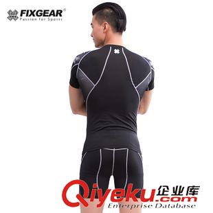 fixgear短袖運(yùn)動(dòng)緊身衣 新品fixgear運(yùn)動(dòng)緊身衣短袖套裝 吸濕速干跑步訓(xùn)練健身服C2S-B18