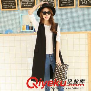 9.2新品 2015新款韓版中長款秋季女式馬甲背心 無袖修身單排扣開衫外套潮原始圖片2