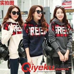 9.6新品 2015秋冬新款抓絨加厚連帽套頭長(zhǎng)袖外套女學(xué)生寬松韓版衛(wèi)衣上衣潮原始圖片2