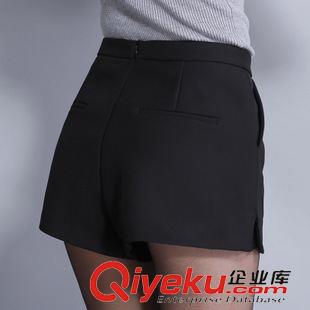 9.16新品 2015秋季新款女士高腰褲歐美純色大碼百搭A(yù)字闊腿休閑打底短褲女原始圖片2