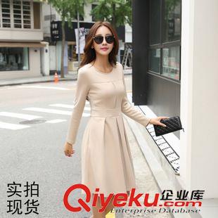 9.18新品 歐洲站2015秋季新品大碼修身顯瘦ol通勤連衣裙長袖中長款裙子女潮原始圖片3