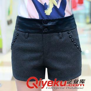 9.21新品 2015秋冬新款韓版 毛呢短褲女修身顯瘦 韓版大碼休閑靴褲女褲子原始圖片3