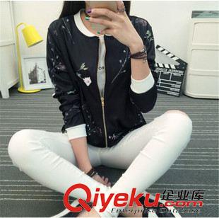 9.24新品 2015秋冬新款韓版長袖棒球服印花開衫女學(xué)生圓領(lǐng)修身外套一件代發(fā)原始圖片3