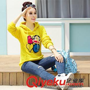 9.27新品 2015秋冬新款韓版連帽套頭加絨加厚學生衛衣女寬松大碼卡通外套潮原始圖片3