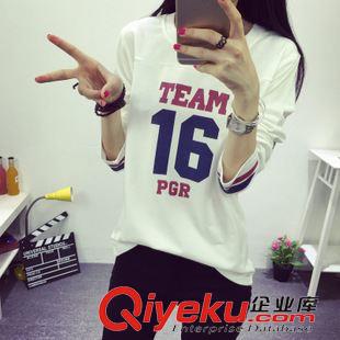 9.30新品 2015秋冬新款女裝韓版卡通圓領拼接衛衣寬松顯瘦打底衫女加絨加厚