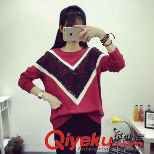 9.30新品 韓版2015秋裝新款女字母印花寬松長袖T恤加絨加厚圓領學生衛衣潮