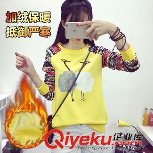 9.30新品 2015秋冬新款女裝韓版寬松圓通衛(wèi)衣卡通印花顯瘦打底衫加絨加厚潮原始圖片3