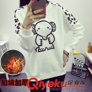 9.30新品 韓版2015秋裝新款女裝卡通大碼寬松顯瘦加絨套頭加厚衛(wèi)衣打底衫潮原始圖片3