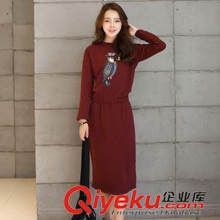 8.14新品 2015秋季新款女裝韓版圓領條紋卡通長袖衛衣短裙修身時尚休閑套裝