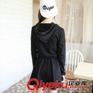 8.14新品 2015秋季新款女裝連帽百搭學(xué)院風(fēng)衛(wèi)衣收腰顯瘦長袖印花連衣裙批發(fā)