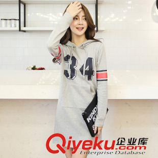 8.14新品 2015秋季新款女裝韓版圓領條紋字母長袖T恤大碼寬松連衣裙批發(fā)