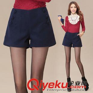 8.29新品 歐洲站2015秋冬新款歐美時(shí)尚休閑毛呢外穿短褲女 闊腿A字打底靴褲