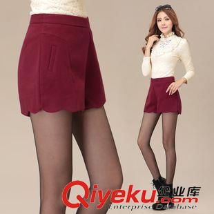 8.29新品 歐洲站2015秋冬新款歐美高腰毛呢打底闊腿短褲女式時(shí)尚休閑靴褲原始圖片2