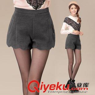 8.29新品 歐洲站2015秋冬新款歐美高腰毛呢打底闊腿短褲女式時(shí)尚休閑靴褲原始圖片3