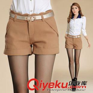 8.29新品 2015秋冬新款氣質(zhì)淑女波浪邊毛呢短褲女式直筒打底純色外穿靴褲潮