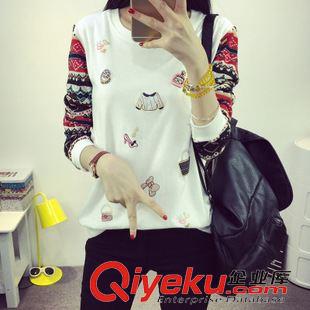 7.28新品 2015韓版秋季新款長袖休閑插肩袖修身撞色t恤圓領(lǐng)打底小衫女批發(fā)原始圖片3