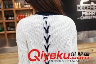 7.30新品 2015秋冬新款女式韓版大碼寬松V領季帶純色毛衣打底女針織衫開衫