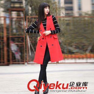 外套 2015秋季新款韓版無袖先生顯瘦背心馬夾西裝外套中長款馬甲女士潮原始圖片2