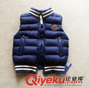 9月上新 秋冬精品兒童裝批發(fā) 男童羅紋立領(lǐng)羽絨棉馬甲 中小童棉馬甲背心原始圖片2