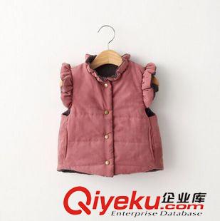8.5上新中 2015年秋冬新品兒童裝 韓版女童蝴蝶結飛袖兩面穿棉馬甲原始圖片2