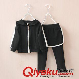 7.20秋款~ 2015年秋季新品兒童裝 純棉連帽外套+裙褲兩件套 女童運(yùn)動(dòng)套裝原始圖片2