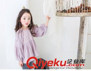 7.20秋款~ 秋季外貿(mào)兒童裝批發(fā) 女童胸前鏤空燈籠袖裙衫 純棉娃娃衫上衣原始圖片3