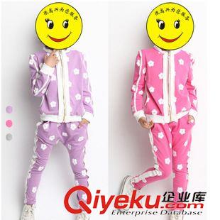 童套裝 2014秋款童裝新品 小梅花長袖女童套裝 兒童運動套裝 童裝批發原始圖片2