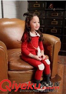New November 秋款套裝批發 兒童娃娃領貓咪背包上衣帶打底褲套裝 女童純色套裝原始圖片2