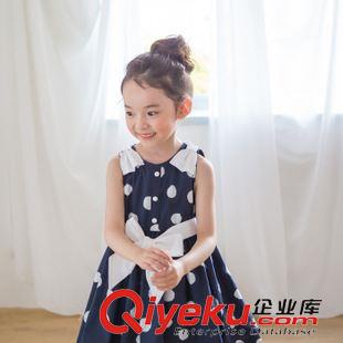 may-new 外貿(mào)精品童裝批發(fā)2015新款韓版水玉點(diǎn)點(diǎn)腰帶裙純棉廠(chǎng)家直銷(xiāo)原始圖片3