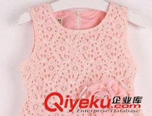 January 26- New 2014新品 童裙批發(fā) 韓版夏款無(wú)袖花朵禮服裙 女寶蕾絲公主連衣裙