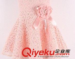 January 26- New 2014新品 童裙批發(fā) 韓版夏款無(wú)袖花朵禮服裙 女寶蕾絲公主連衣裙