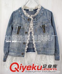 上衣-Jacket  外贸爆款潮装 女童水洗牛仔外套 儿童拼蕾丝花边 SY072