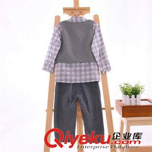 裙 褲套裝-Dress pants suit 秋款 童裝 外貿(mào) 歐美時(shí)尚造型新款秋裝男童3件套 馬甲格子衫長褲