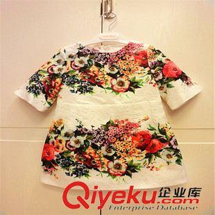 裙子-Skirt 外貿(mào)爆款童裝 秋款可愛(ài)女童意大利印花連衣裙 兒童大花公主裙