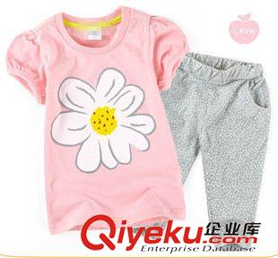 褲子-Pants 外貿童裝批發2014精品新款女童向日葵夏日套裝廠家直銷一手代發