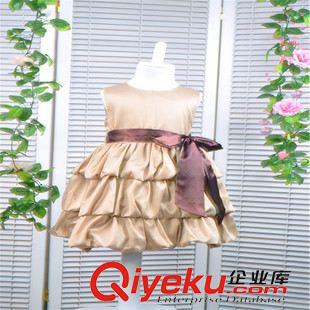 裙子-Skirt 童裝批發(fā) 爆款女童大蝴蝶結(jié)層疊4色禮服公主裙  QZ075外貿(mào)