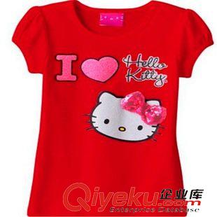 上衣-Jacket 童裝批發(fā) 女童短袖hellokitty I LOVE立體蝴蝶結(jié)T恤上衣 SY019