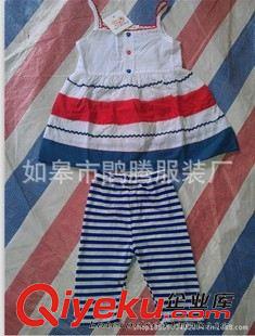 裙 褲套裝-Dress pants suit 夏季批發(fā) 歐美女童套裝吊帶裙條文褲休閑2件套裝 熱賣款