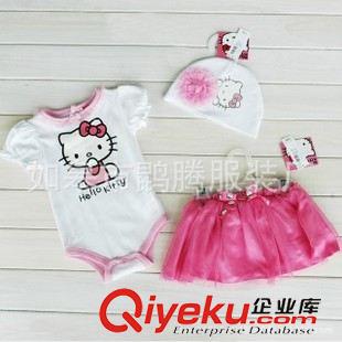 連身衣-Jumpsuit 外貿(mào)批發(fā) 新款hellokitty卡通三件套裝哈衣加帽子可愛短裙連身衣原始圖片2