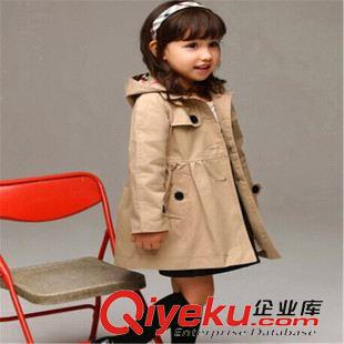 上衣-Jacket 韓版秋款童裝 新品 女童純色風衣 中長款氣質外套翻領格 廣東貨源原始圖片3